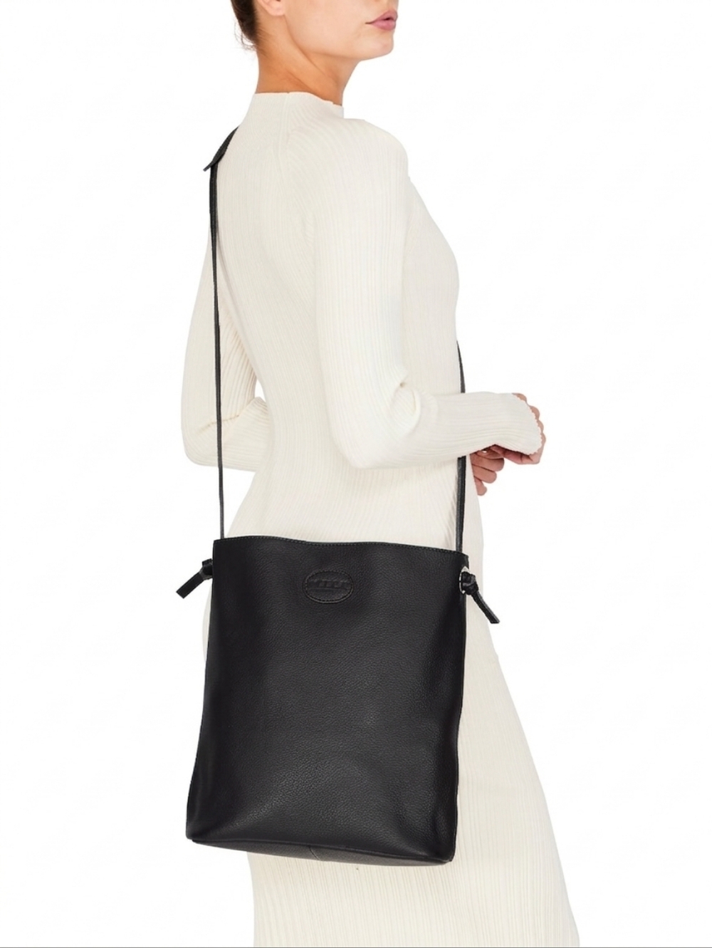 M.I.L.A Jackie Black Pebbled Leather Crossbody Bag